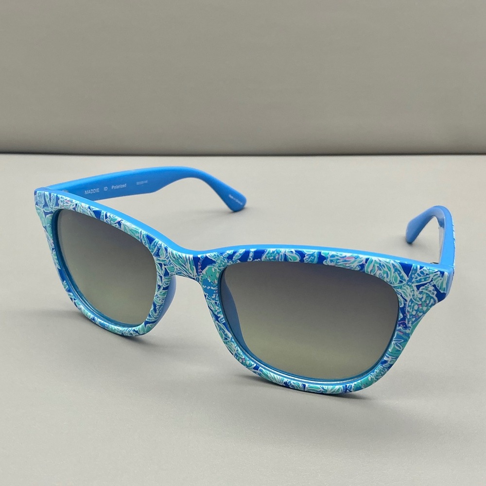 Lilly Pulitzer Sunglasses Womens Blue Polarized Maddie ID Floral Print